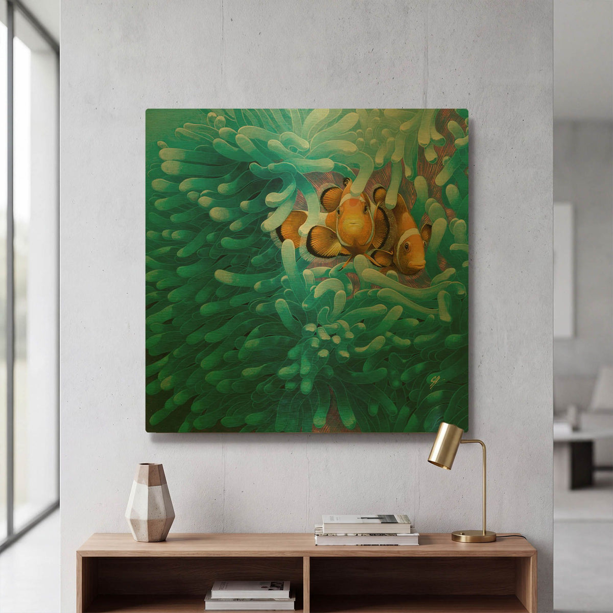 'Clowns' By Durwood Coffey Gold Metal Wall Art