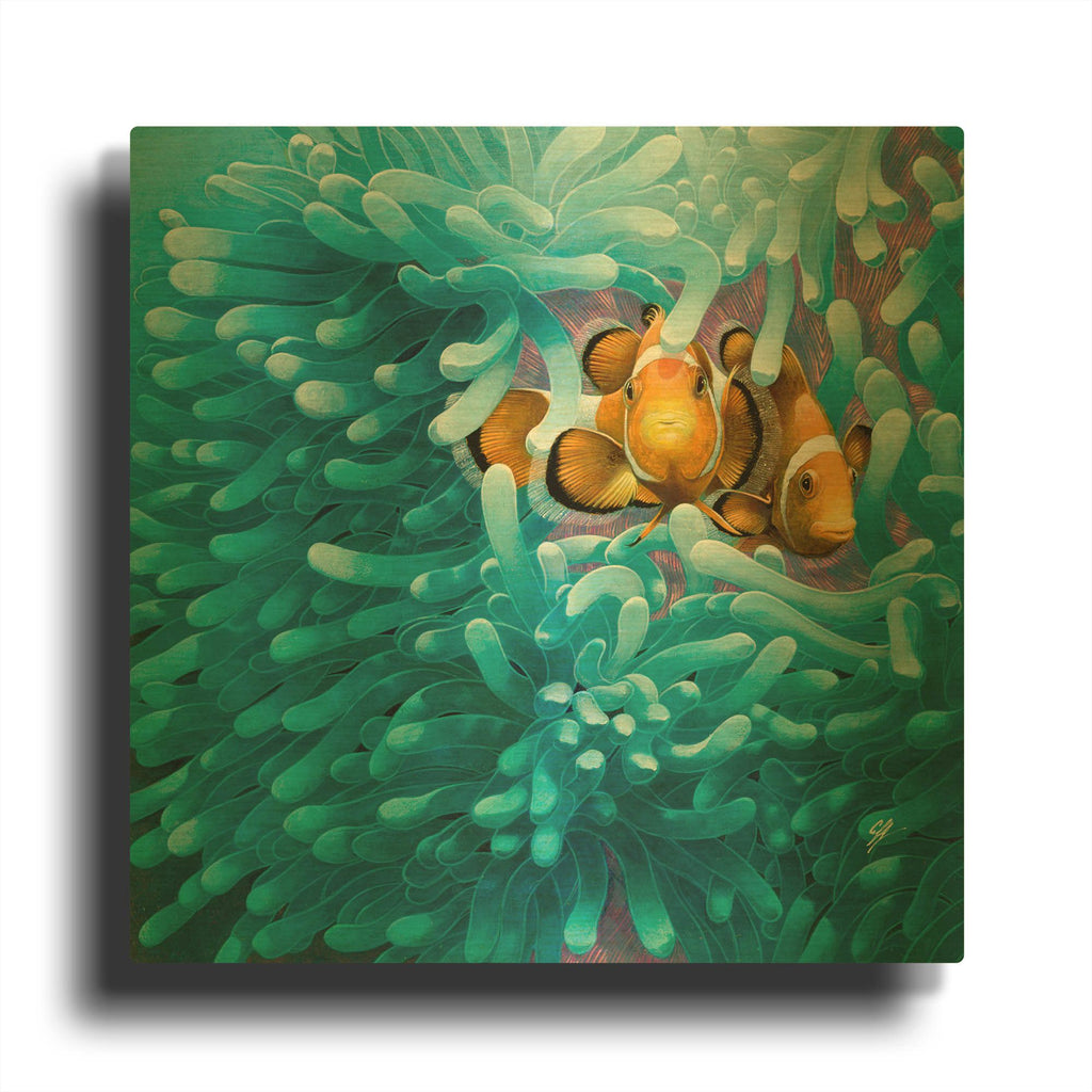'Clowns' By Durwood Coffey Gold Metal Wall Art