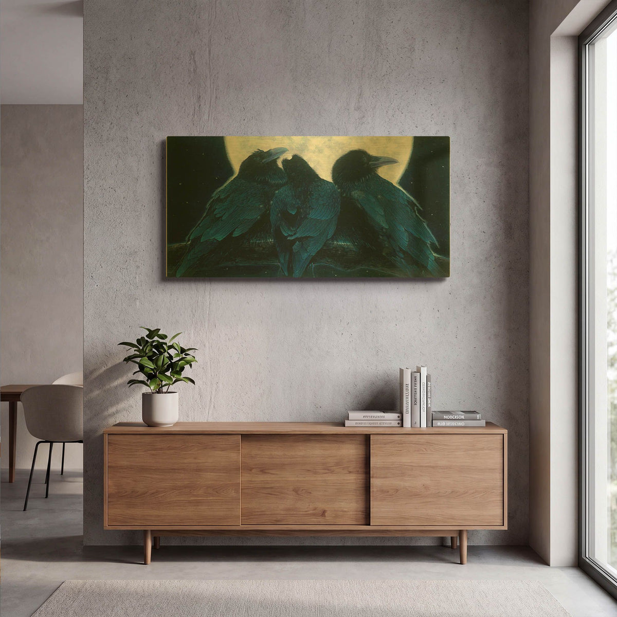'Corvus Moon' By Durwood Coffey Gold Metal Wall Art
