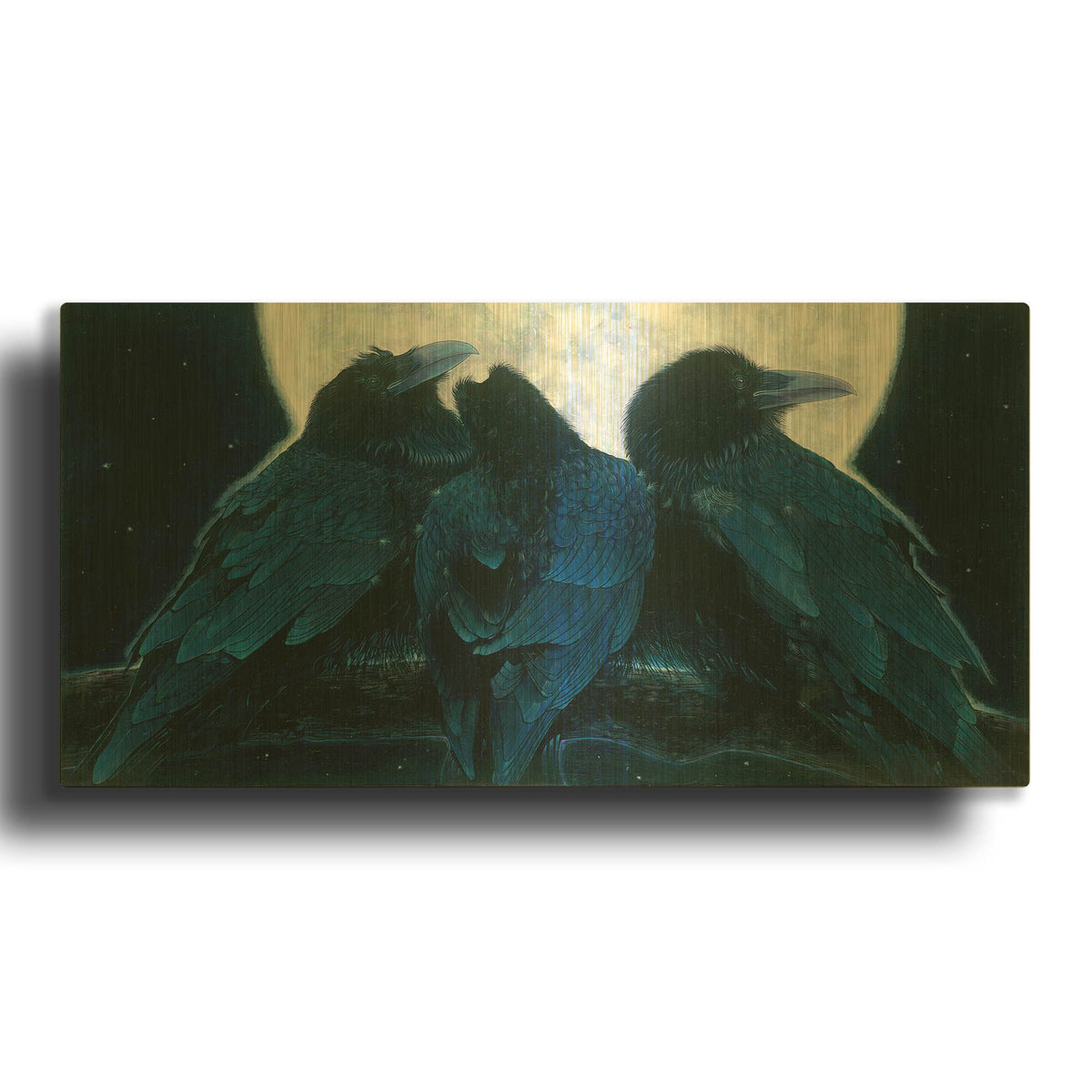 'Corvus Moon' By Durwood Coffey Gold Metal Wall Art