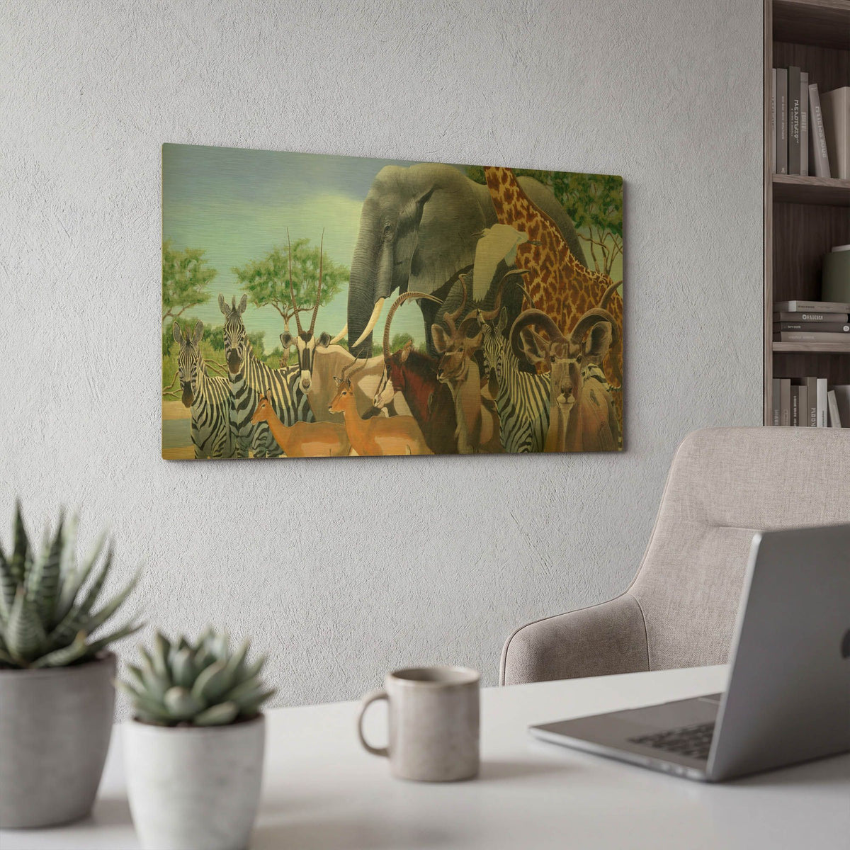 'Gathering' By Durwood Coffey Gold Metal Wall Art