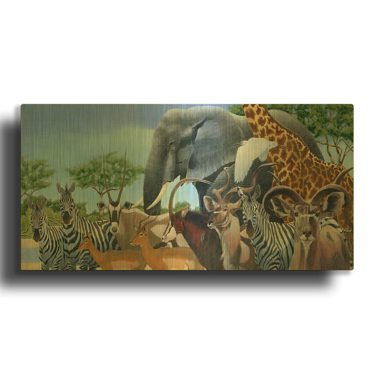 'Gathering' By Durwood Coffey Gold Metal Wall Art