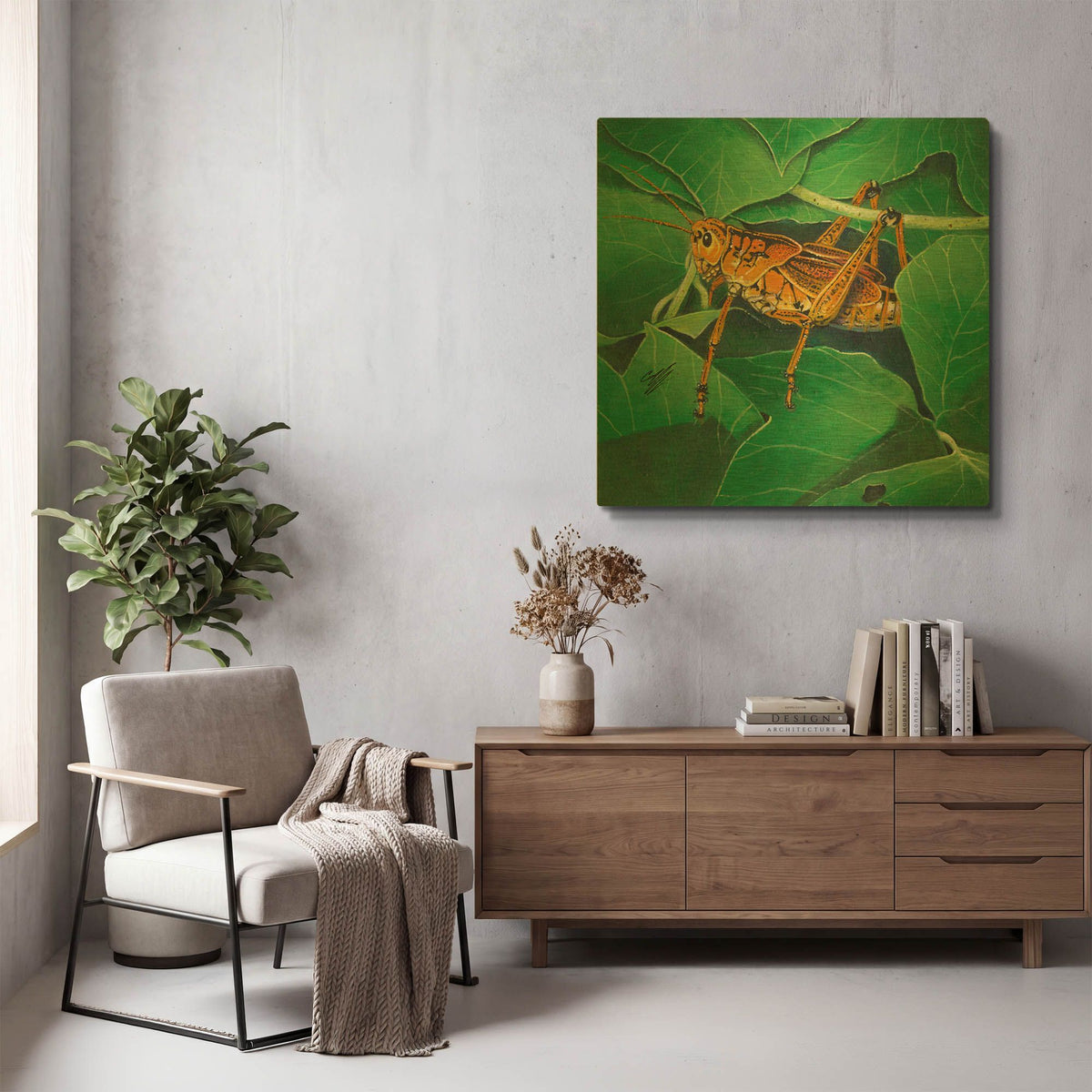 'Grasshopper' By Durwood Coffey Gold Metal Wall Art