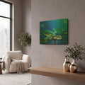 'Green Sea Turtles' By Durwood Coffey Gold Metal Wall Art
