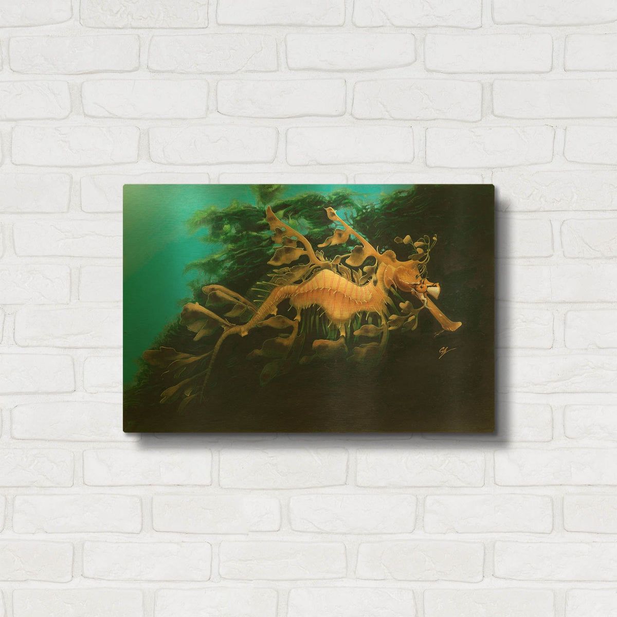 'Leafly Sea Dragon' By Durwood Coffey Gold Metal Wall Art
