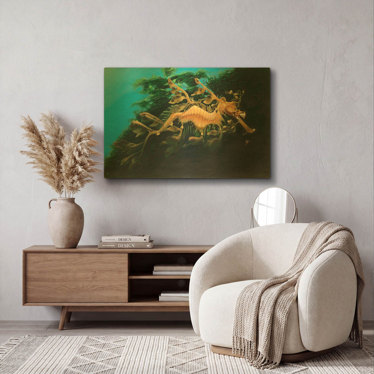 'Leafly Sea Dragon' By Durwood Coffey Gold Metal Wall Art