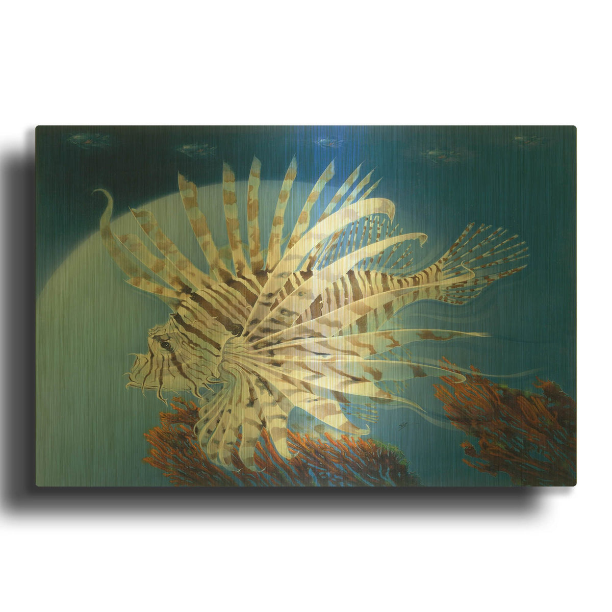 'Lion Fish' By Durwood Coffey Gold Metal Wall Art