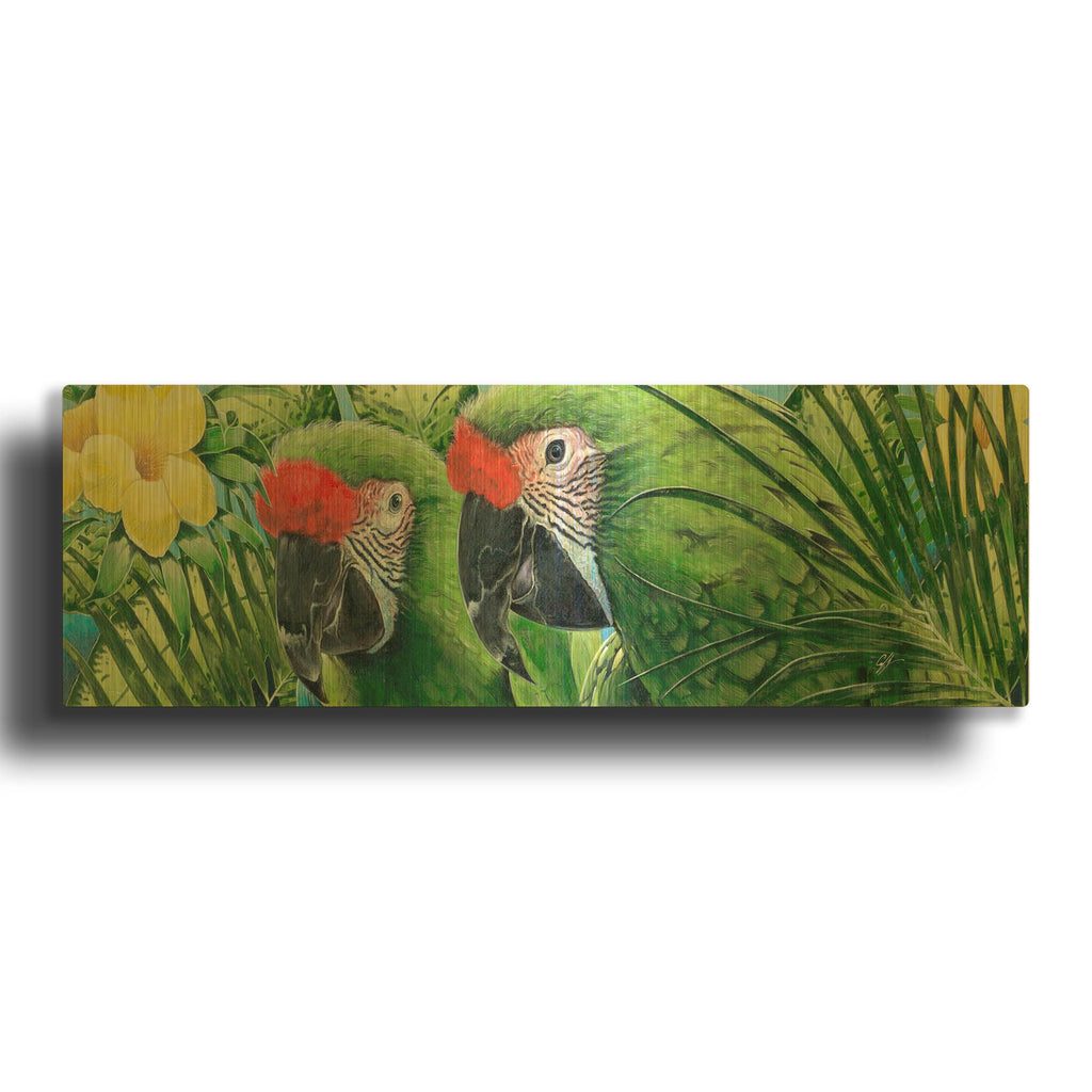 'Military Macaws' By Durwood Coffey Gold Metal Wall Art