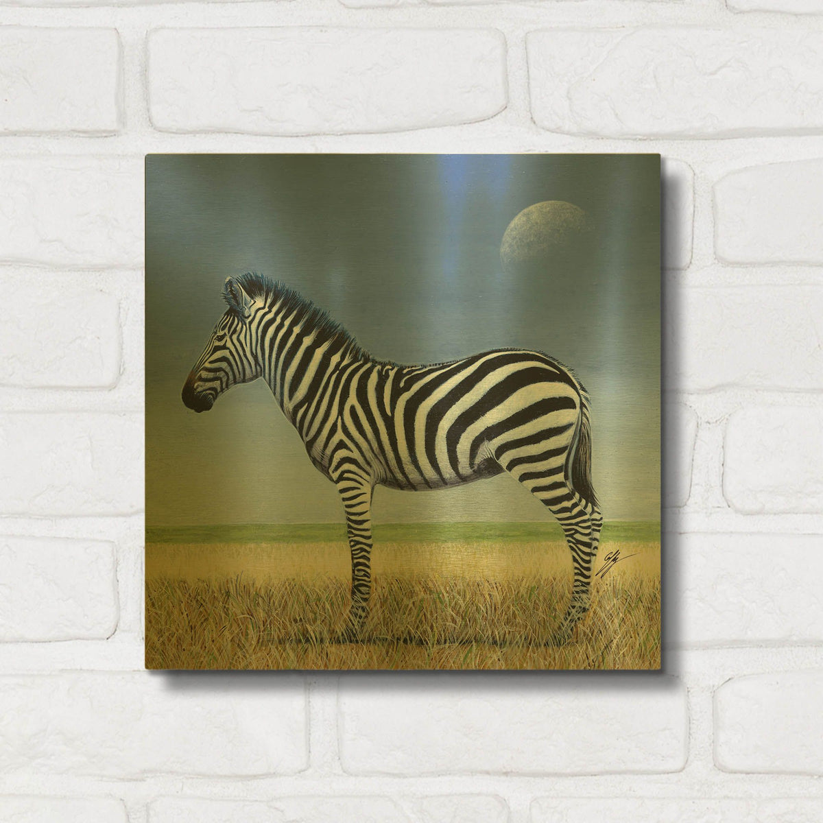 'Morning Moon' By Durwood Coffey Gold Metal Wall Art