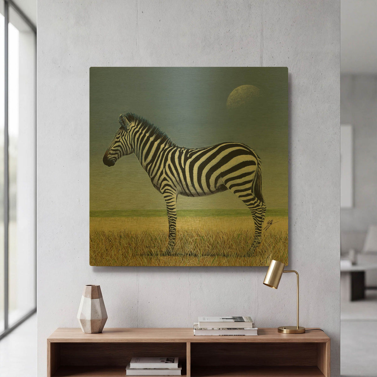 'Morning Moon' By Durwood Coffey Gold Metal Wall Art