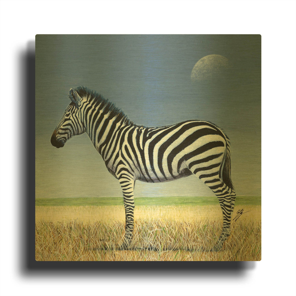 'Morning Moon' By Durwood Coffey Gold Metal Wall Art