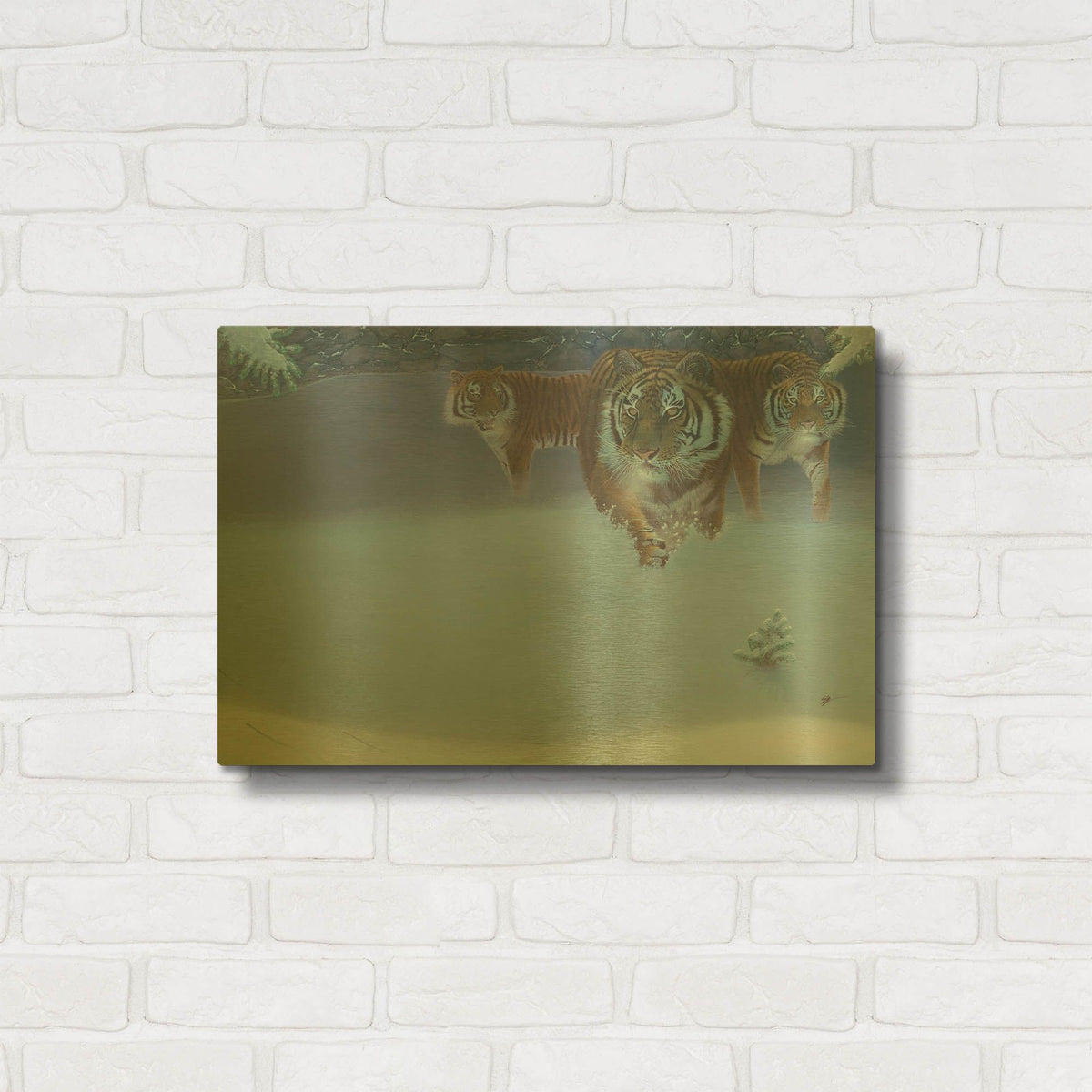 'Night Hunt' By Durwood Coffey Gold Metal Wall Art