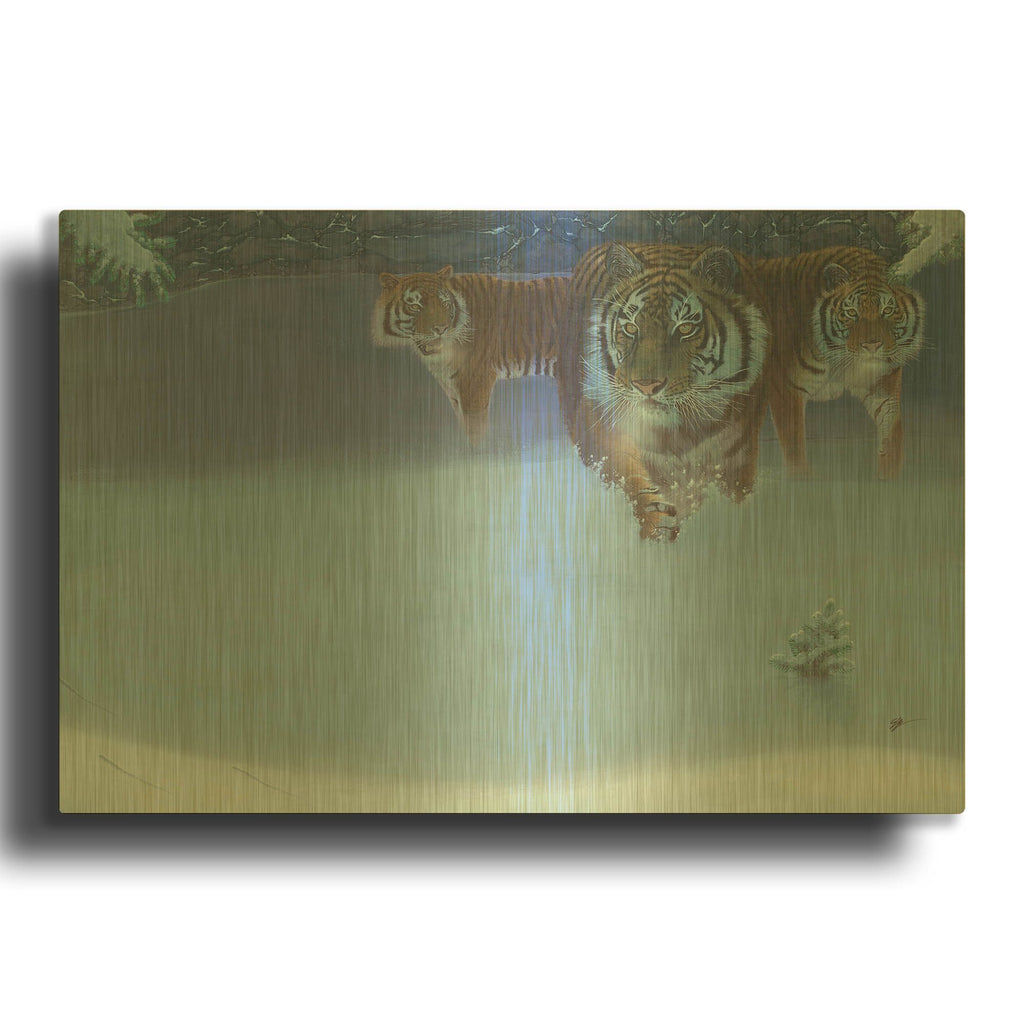 'Night Hunt' By Durwood Coffey Gold Metal Wall Art