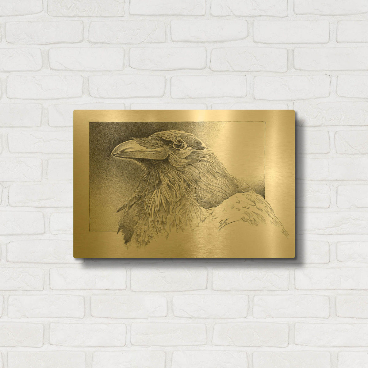 'Ravens Head' By Durwood Coffey Gold Metal Wall Art