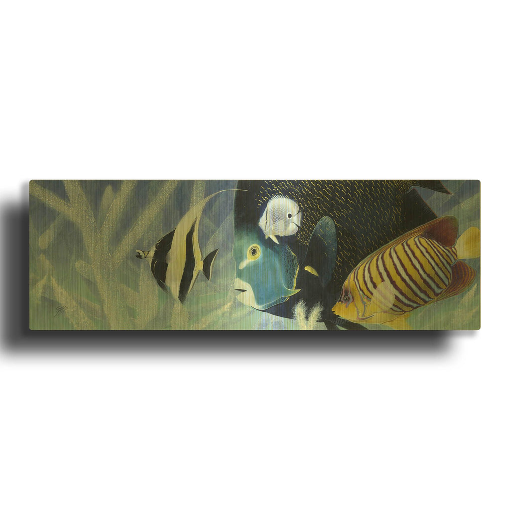 'Reef I' By Durwood Coffey Gold Metal Wall Art