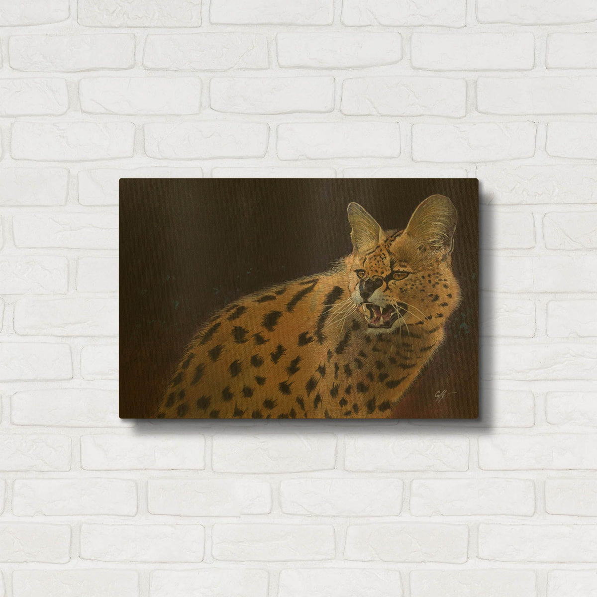 'Servalli' By Durwood Coffey Gold Metal Wall Art