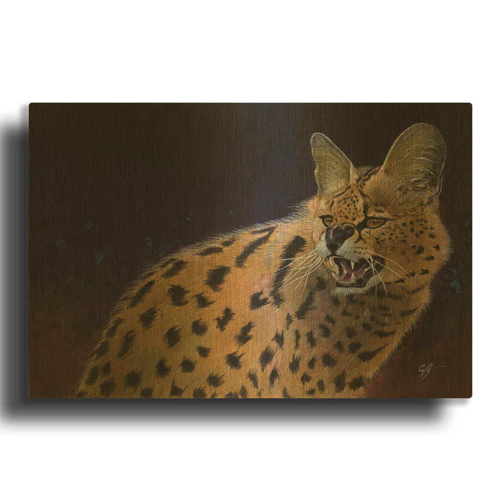 'Servalli' By Durwood Coffey Gold Metal Wall Art