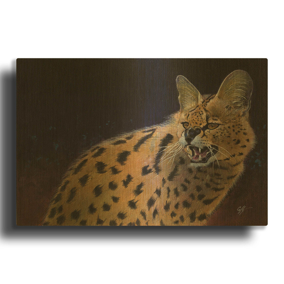 'Servalli' By Durwood Coffey Gold Metal Wall Art