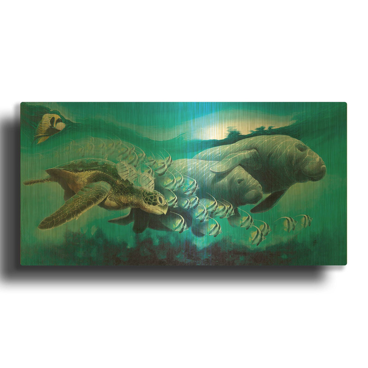 'Sirens ‘A Sea' By Durwood Coffey Gold Metal Wall Art