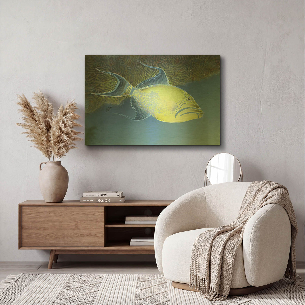 'Trigger Fish' By Durwood Coffey Gold Metal Wall Art