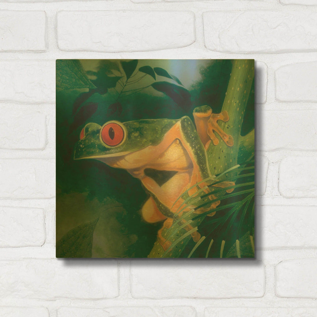 'Tree Frog' By Durwood Coffey Gold Metal Wall Art