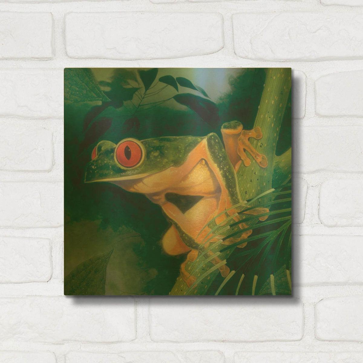 'Tree Frog' By Durwood Coffey Gold Metal Wall Art