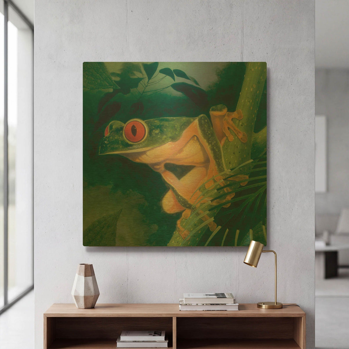 'Tree Frog' By Durwood Coffey Gold Metal Wall Art
