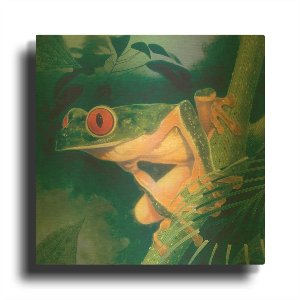 'Tree Frog' By Durwood Coffey Gold Metal Wall Art