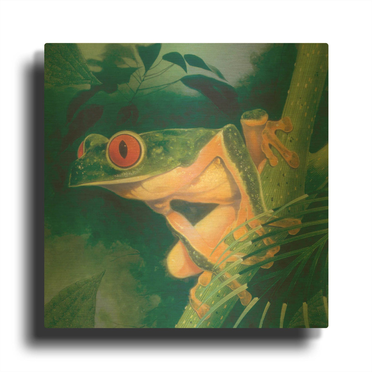 'Tree Frog' By Durwood Coffey Gold Metal Wall Art