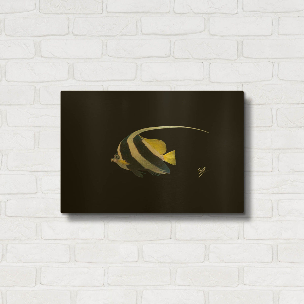 'Bannerfish' By Durwood Coffey Gold Metal Wall Art