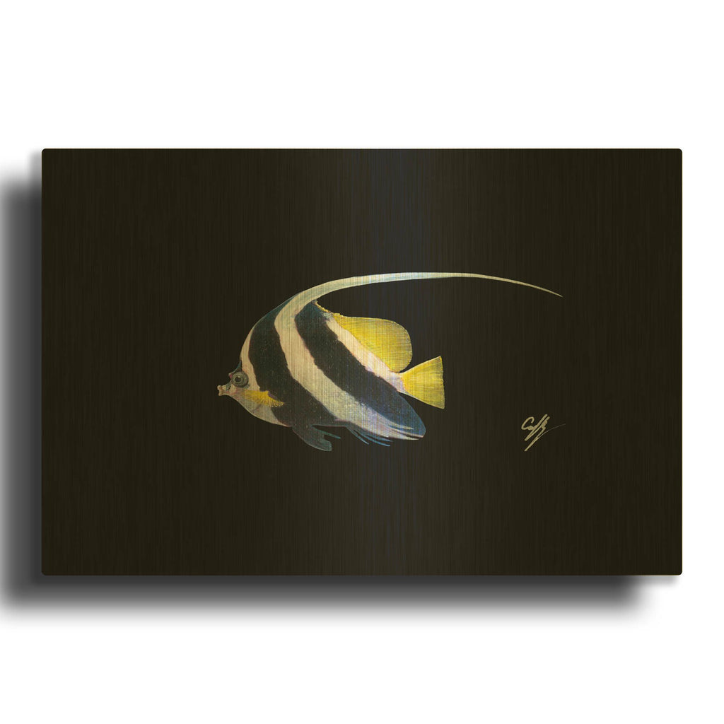 'Bannerfish' By Durwood Coffey Gold Metal Wall Art