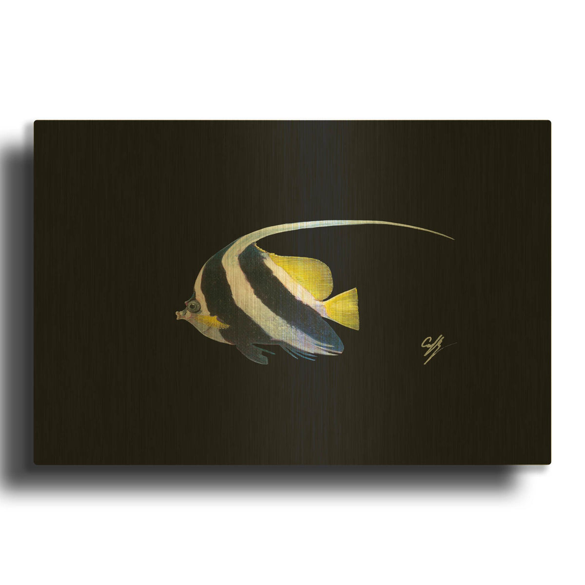 'Bannerfish' By Durwood Coffey Gold Metal Wall Art