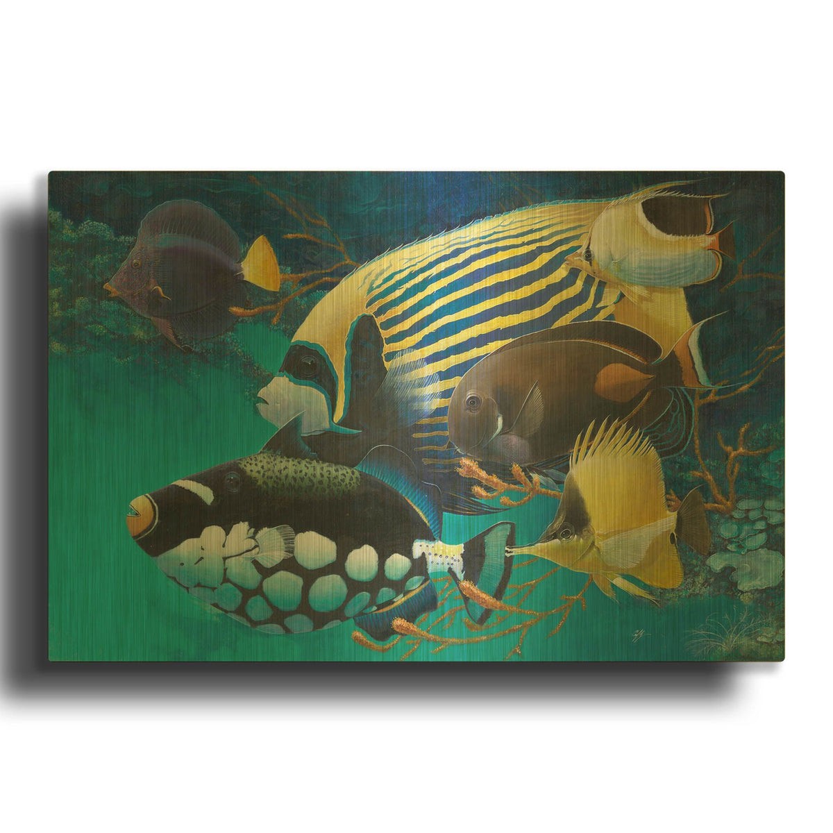 'Emporer Angel' By Durwood Coffey Gold Metal Wall Art