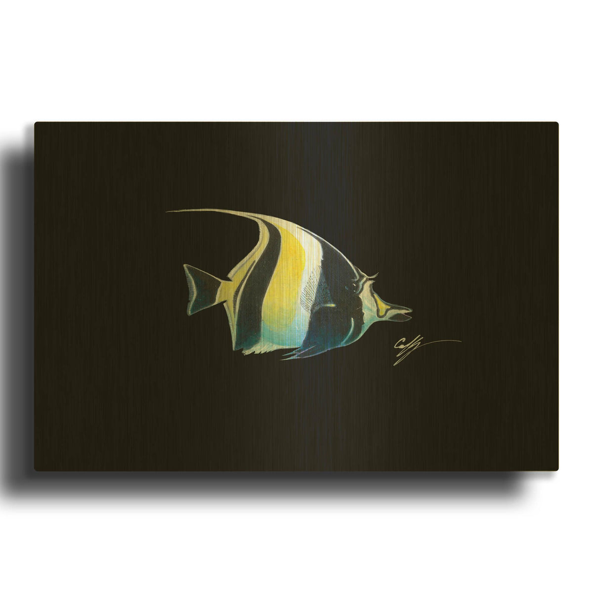 'Moorish Idol' By Durwood Coffey Gold Metal Wall Art