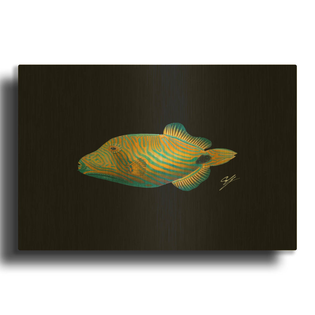 'Undulate Trigger' By Durwood Coffey Gold Metal Wall Art