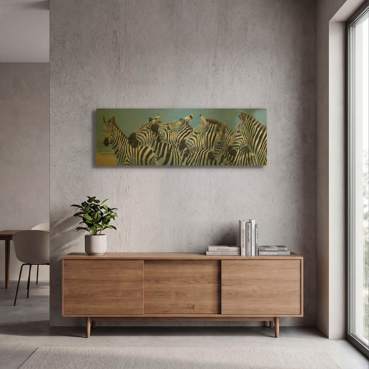 'Serengeti Serenade Zebras' By Durwood Coffey Gold Metal Wall Art