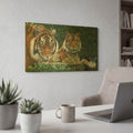 'Sumatran Tigers' By Durwood Coffey Gold Metal Wall Art