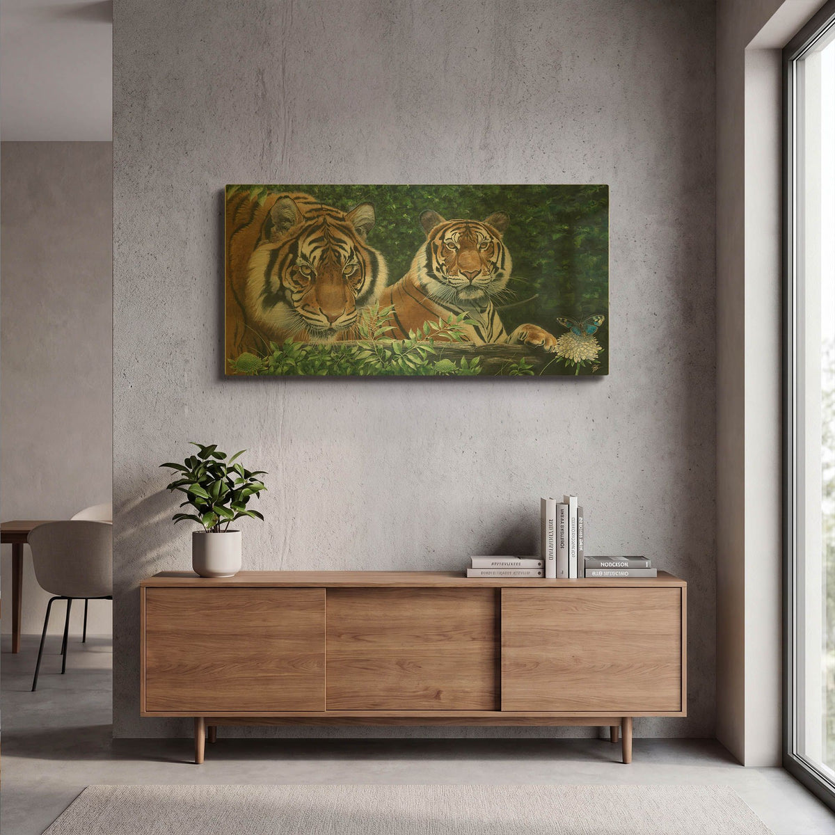 'Sumatran Tigers' By Durwood Coffey Gold Metal Wall Art