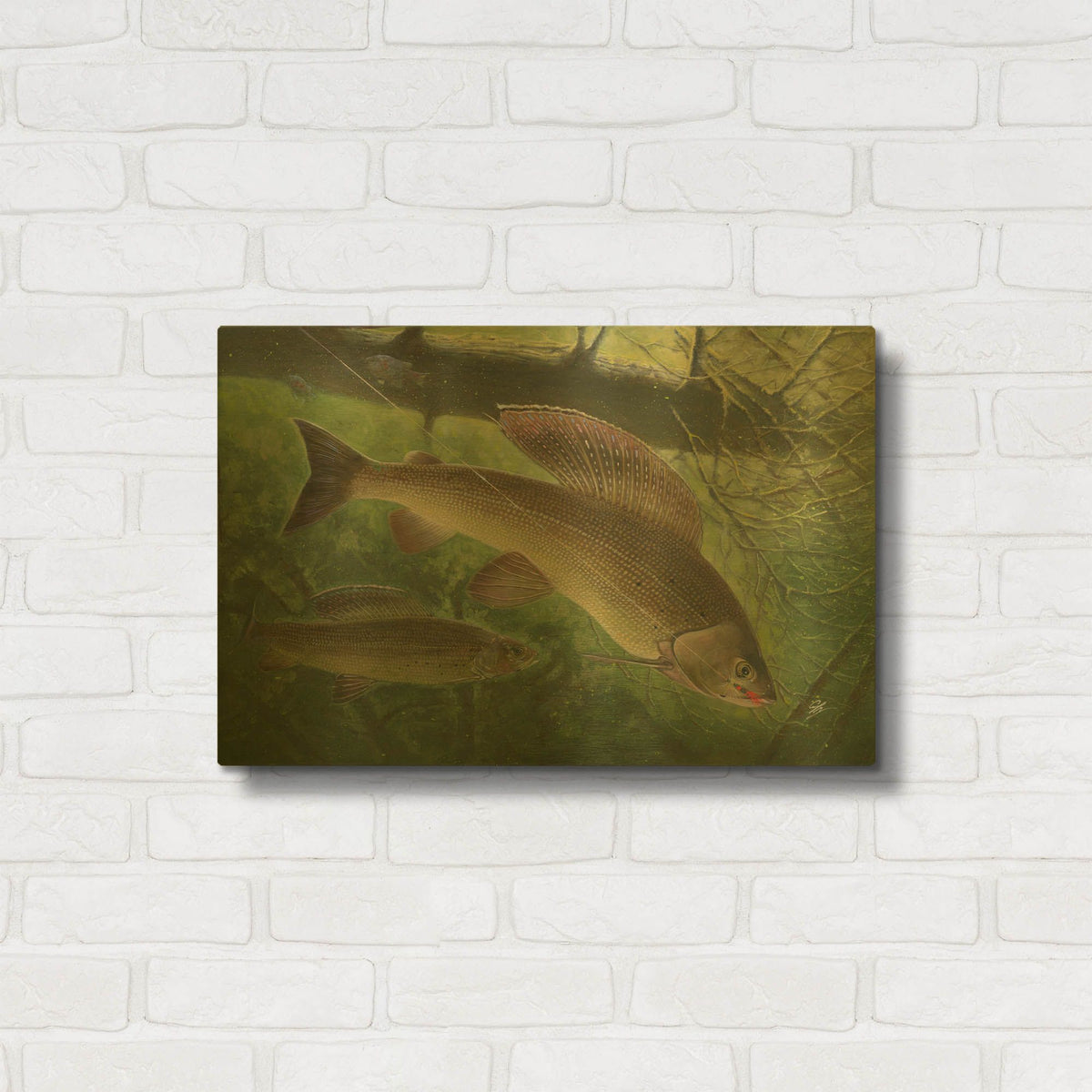 'Grayling Fish' By Durwood Coffey Gold Metal Wall Art