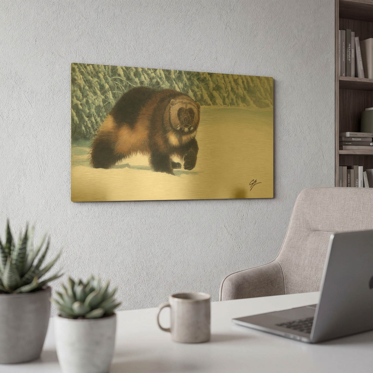 'Wolverine' By Durwood Coffey Gold Metal Wall Art