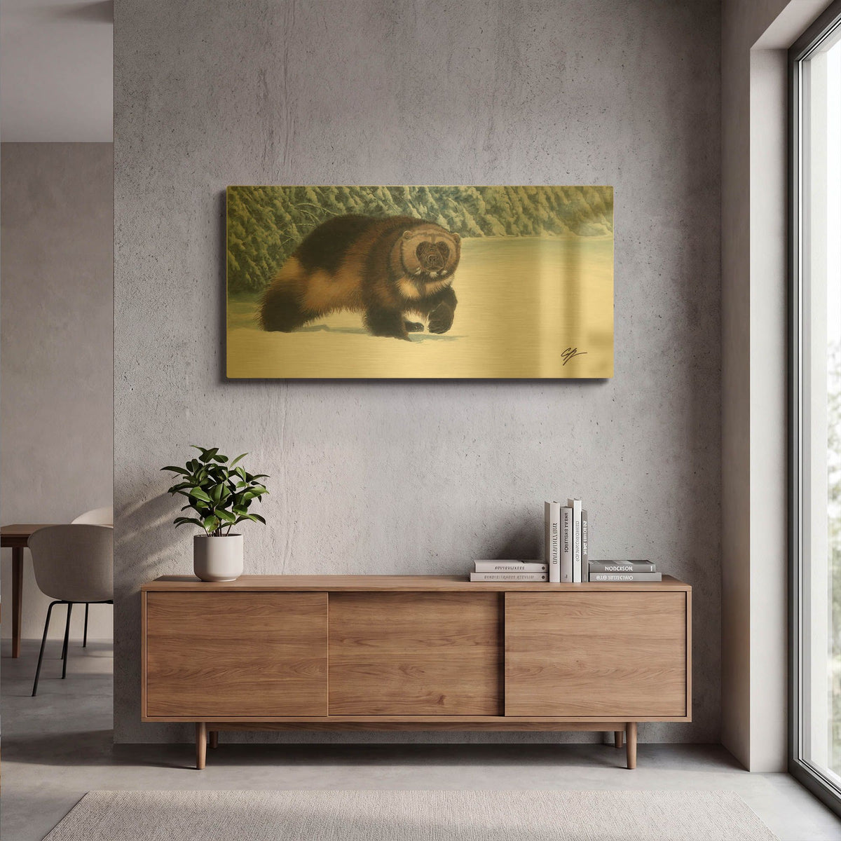 'Wolverine' By Durwood Coffey Gold Metal Wall Art