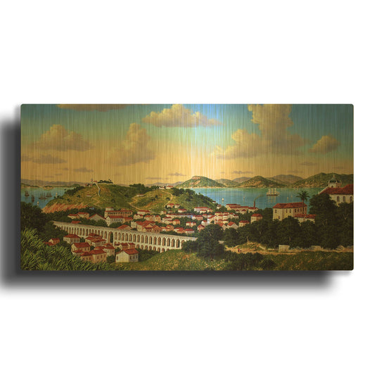'European Landscape' By Eduardo Camoes Gold Metal Wall Art
