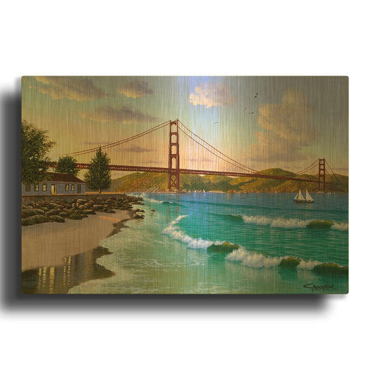 'Golden Gate 1940' By Eduardo Camoes Gold Metal Wall Art