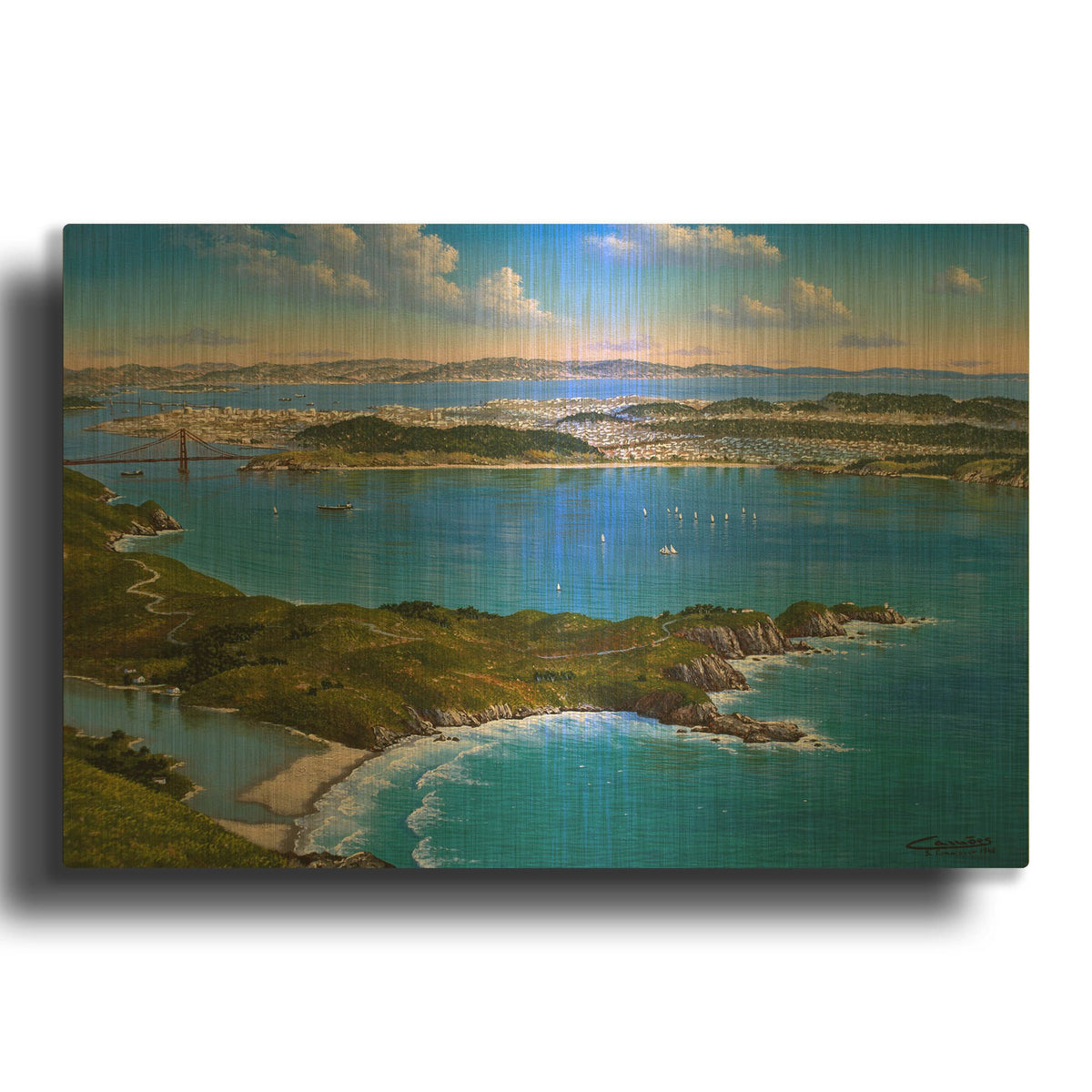 'San Francisco From Marine' By Eduardo Camoes Gold Metal Wall Art