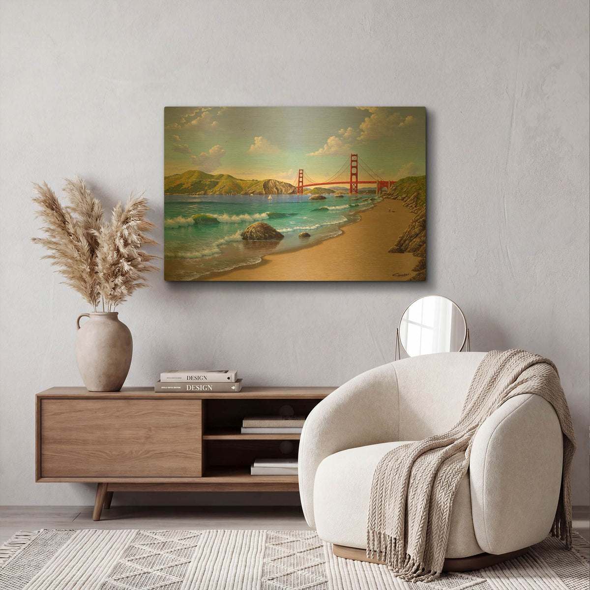 'Golden Gate, CA 1940' By Eduardo Camoes Gold Metal Wall Art