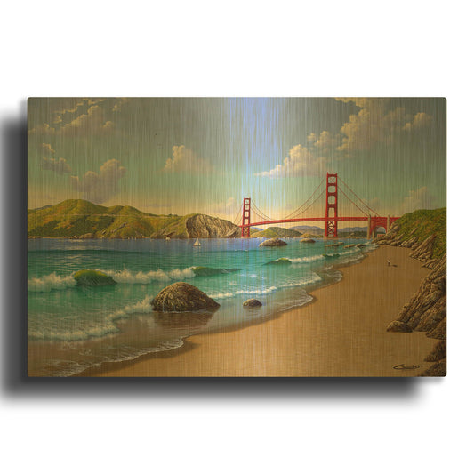 'Golden Gate, CA 1940' By Eduardo Camoes Gold Metal Wall Art