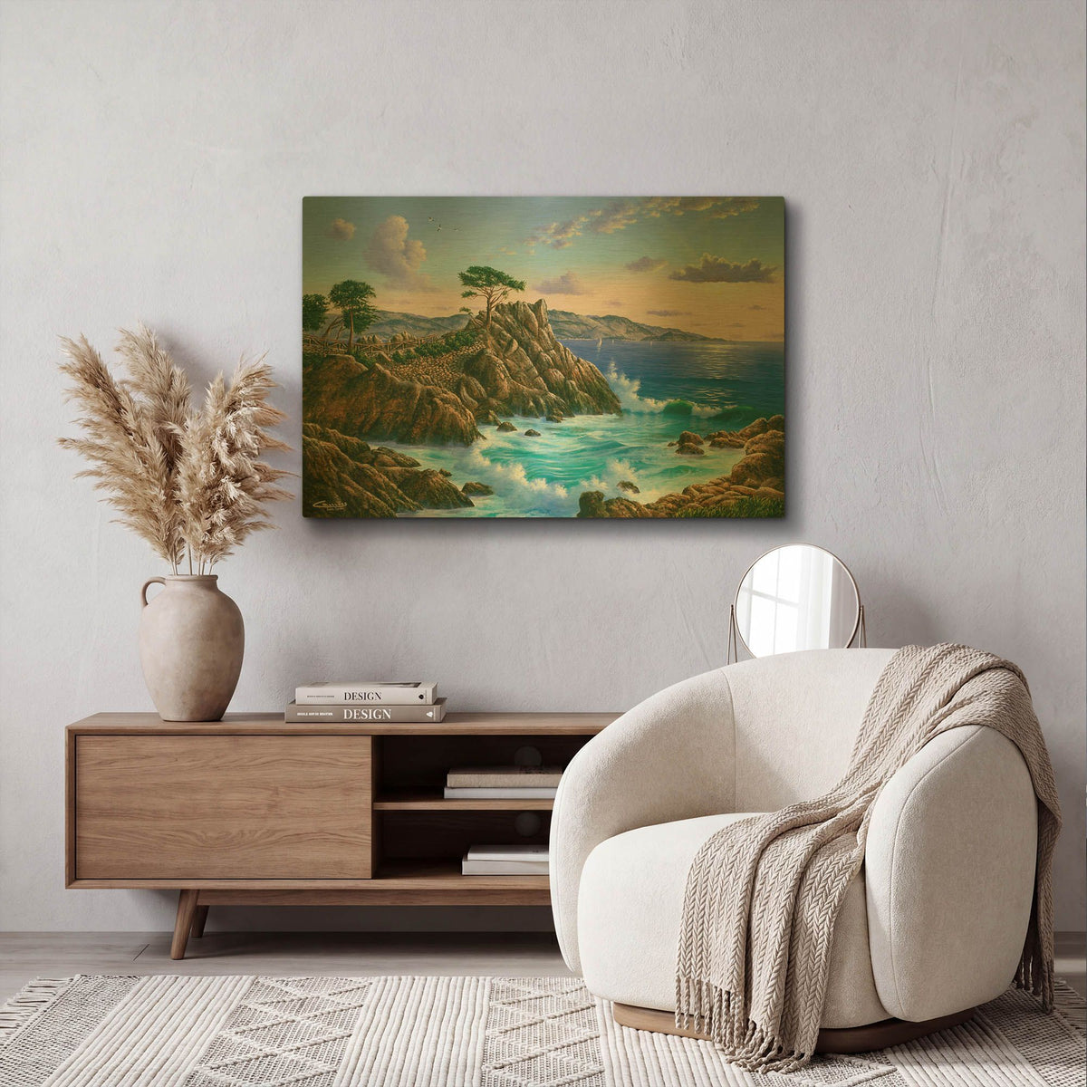 'Lone Cypress, Carmel, CA' By Eduardo Camoes Gold Metal Wall Art