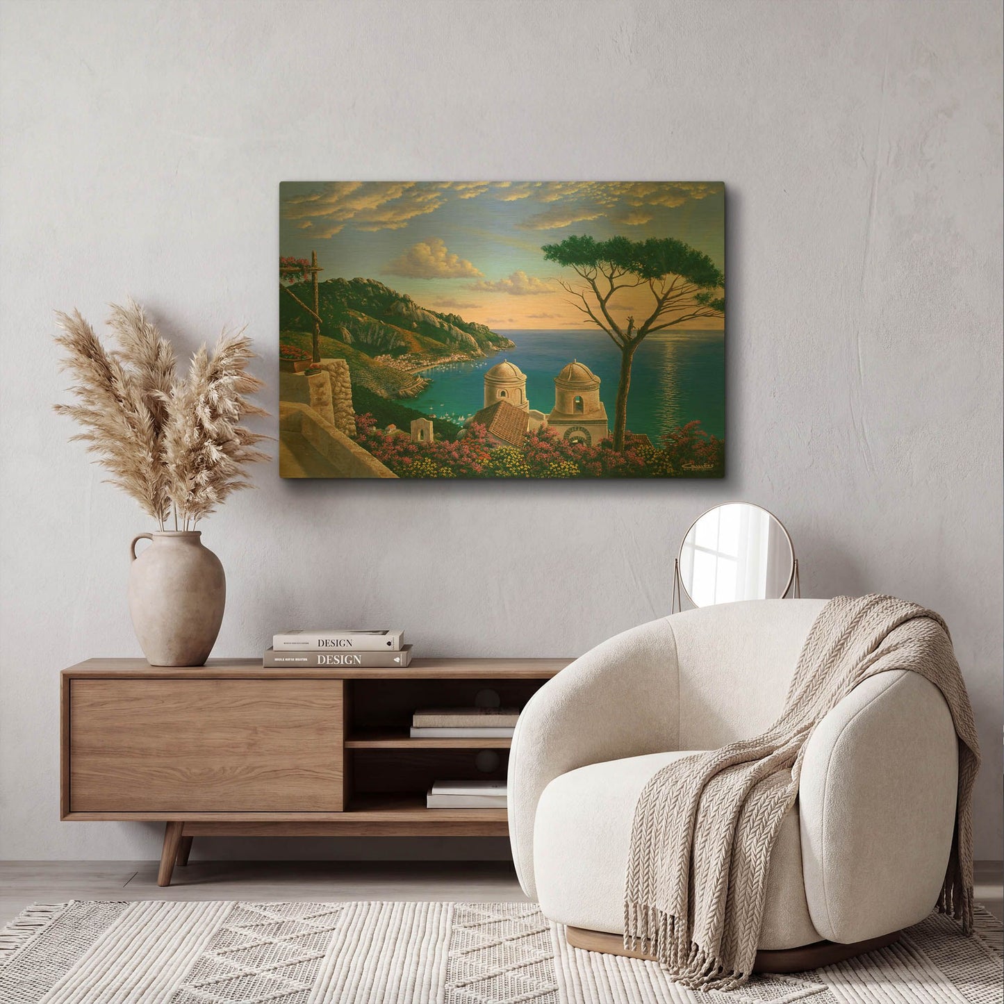 'Villa Rufolo, Italy' By Eduardo Camoes Gold Metal Wall Art