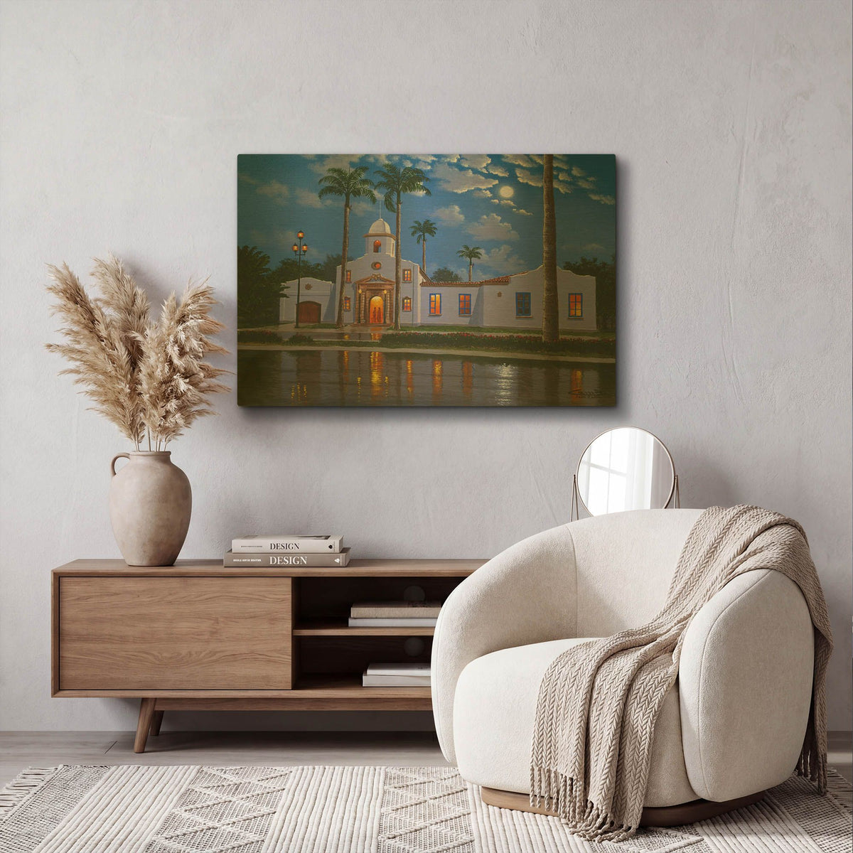 'Boca Raton Town Hall, FL' By Eduardo Camoes Gold Metal Wall Art