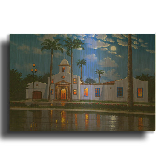 'Boca Raton Town Hall, FL' By Eduardo Camoes Gold Metal Wall Art